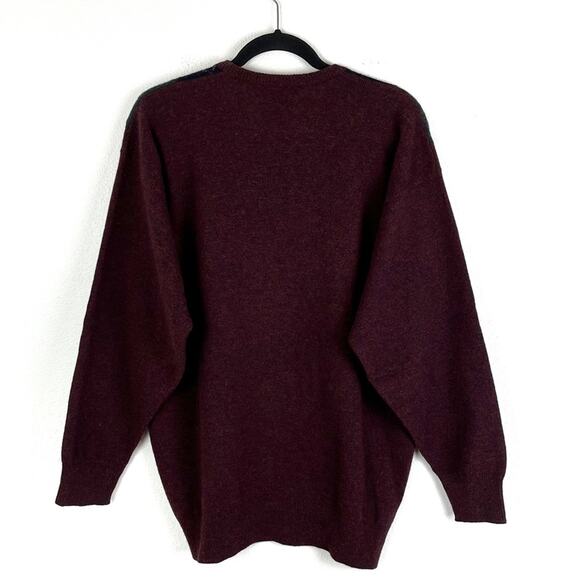 Vintage Scottish Lambswool Argyle Sweater Dark Academia Oversized Boho Fit - Picture 3 of 9